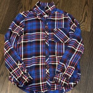 Abercrombie & Fitch blue red white Plaid flannel Shirt womens size medium